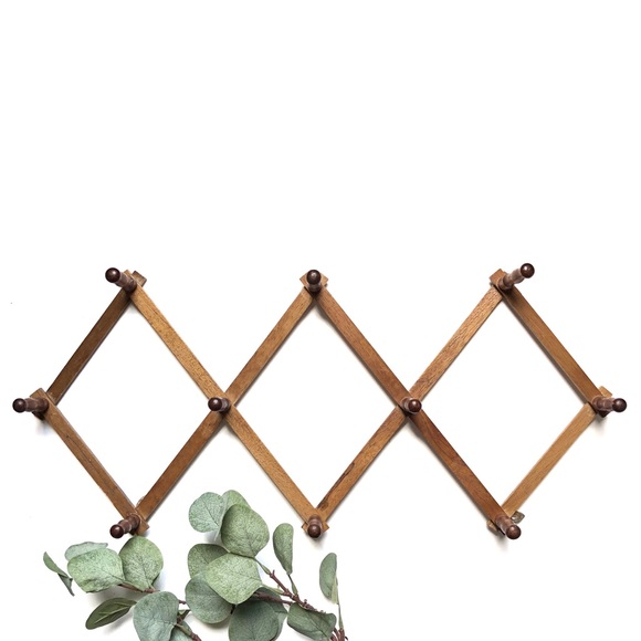 Vintage Other - Vintage Wood Expandable Accordion Peg Rack